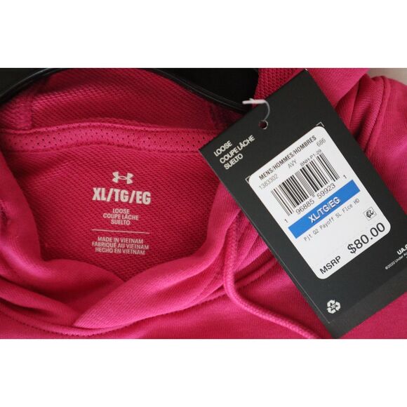 Under Armour 1383302-686 Men Sz XL Pink Project Rock Payoff SL Fleece Hoodie - Picture 4 of 10